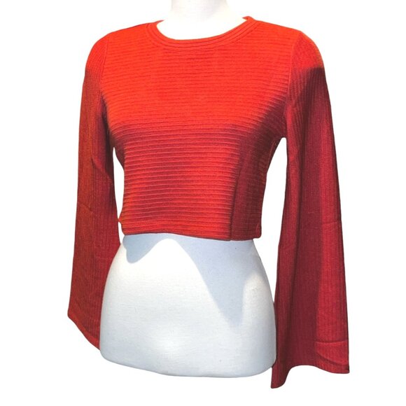 Band of the Free NWT Alize Rust Long Sleeve Crop Top Sz Small Womens Orange - Picture 6 of 13